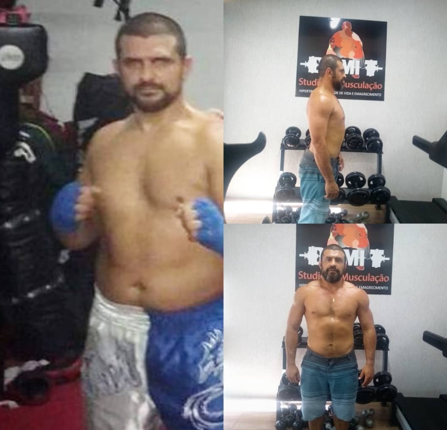 Antes e depois — aluno com 2 anos de treino na Domit Studio